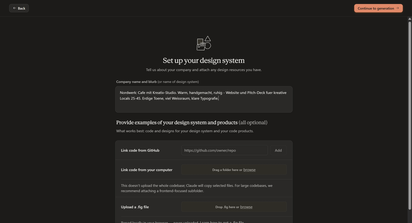 Setup-Flow „Set up your design system