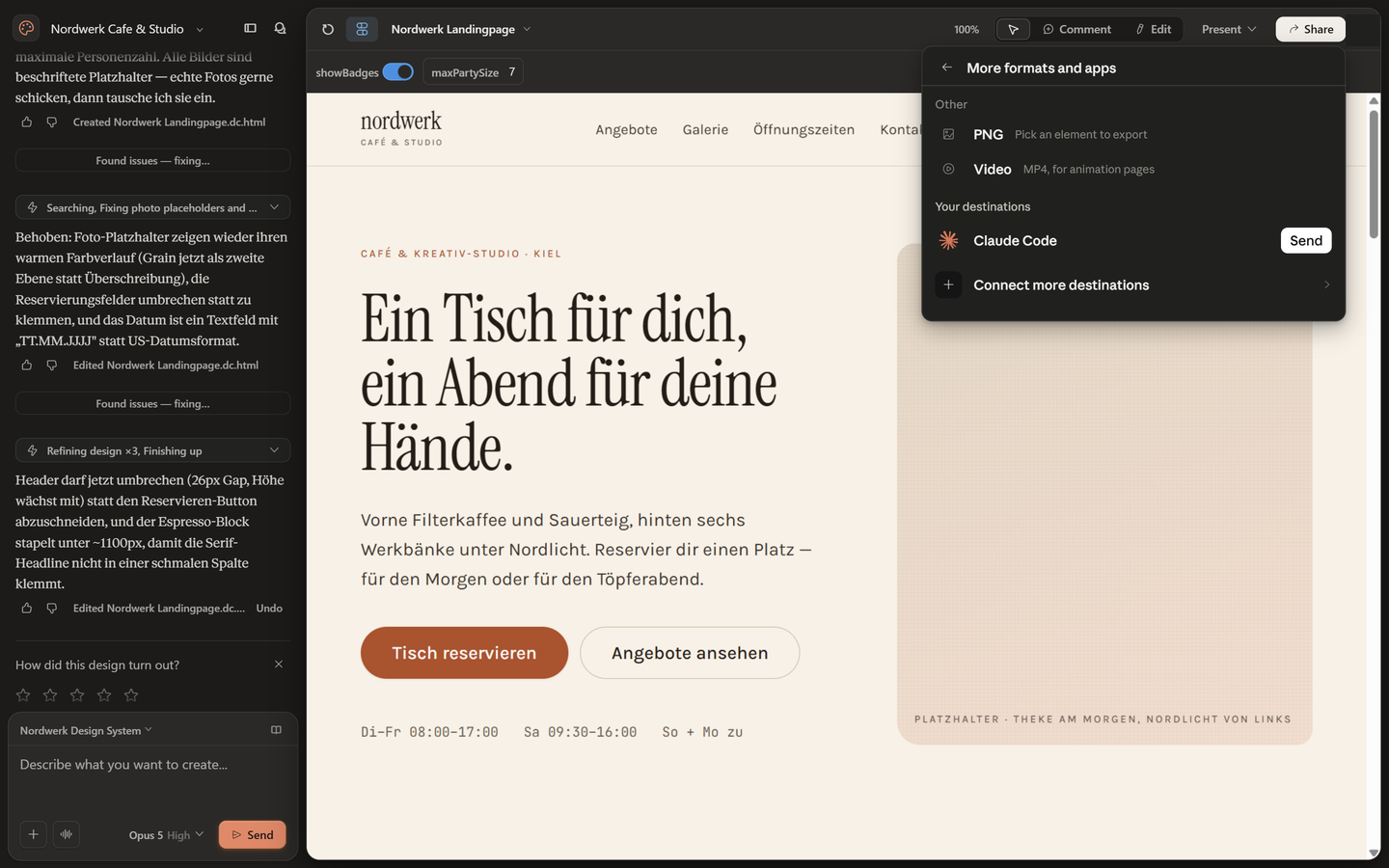Export-Untermenü „More formats and apps
