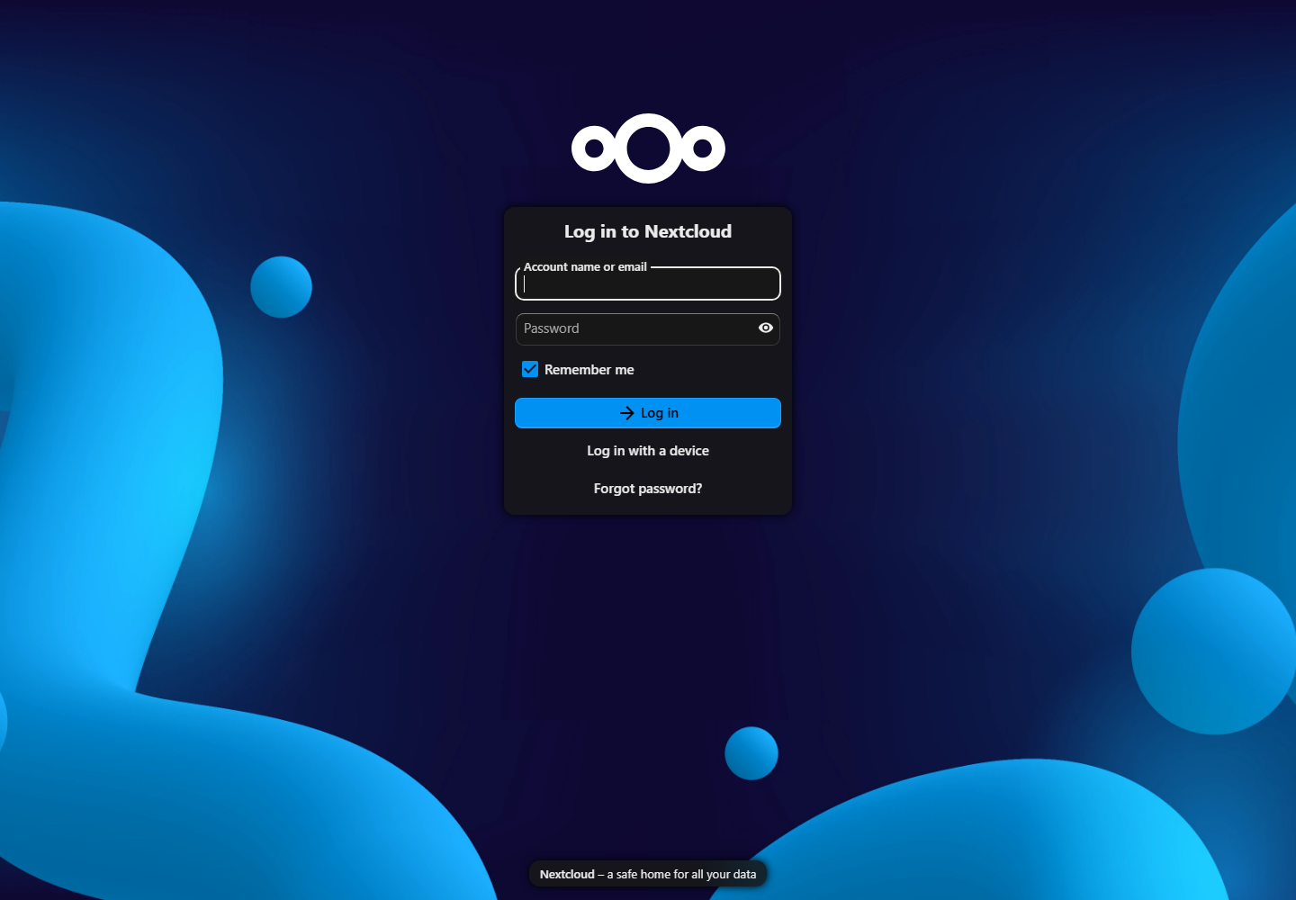 Nextcloud-Anmeldung der geprüften Einrichtung; keine Zugangsdaten im Bild.